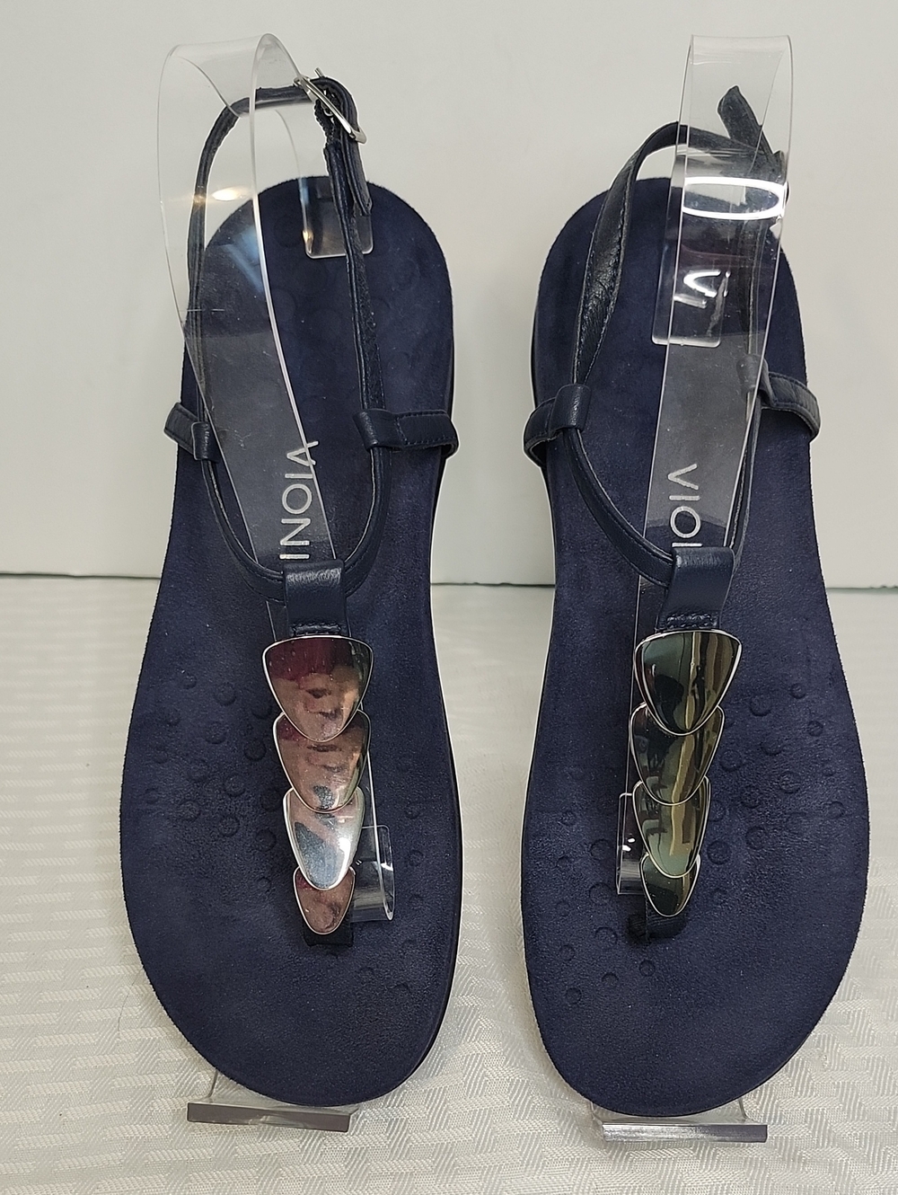 Vionic Navy Silver Accent Orthopedic Sandals NEW